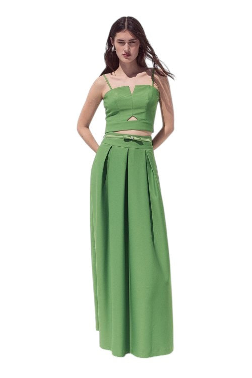 BSB Maxi flared skirt with satin finish