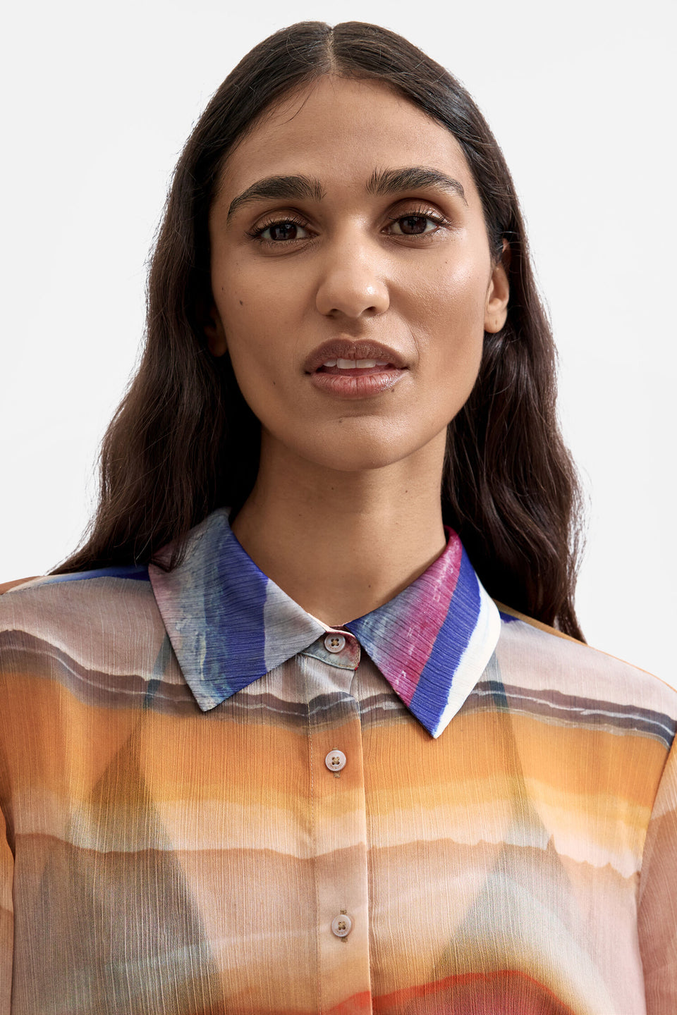Printed Long Sleeve Blouse - Multicolor