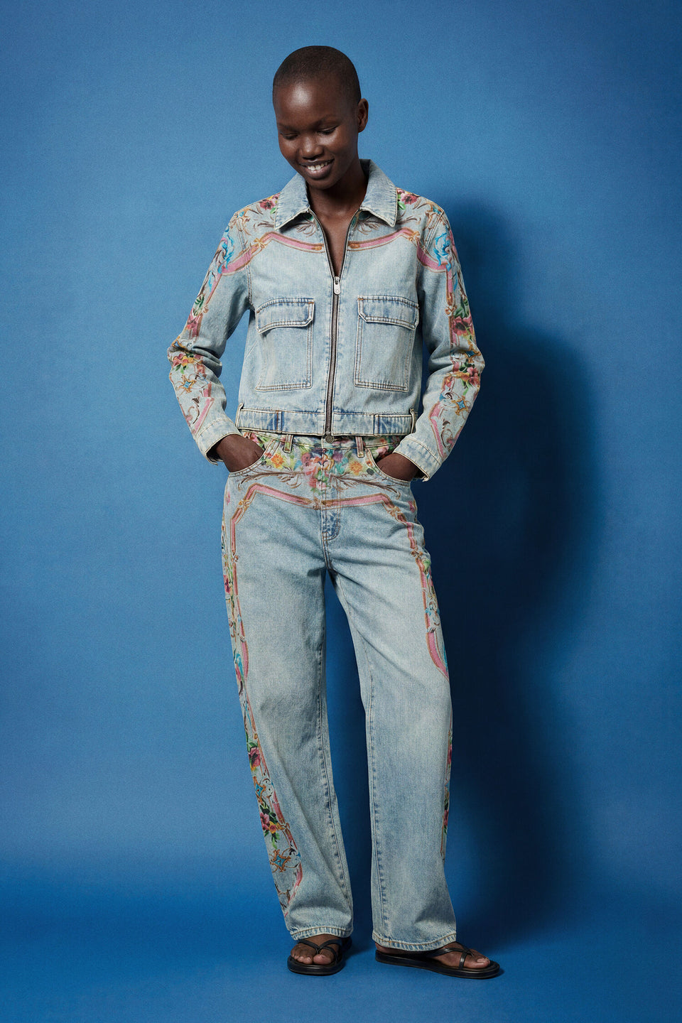 Printed Denim Jacket 100% Cotton - Denim