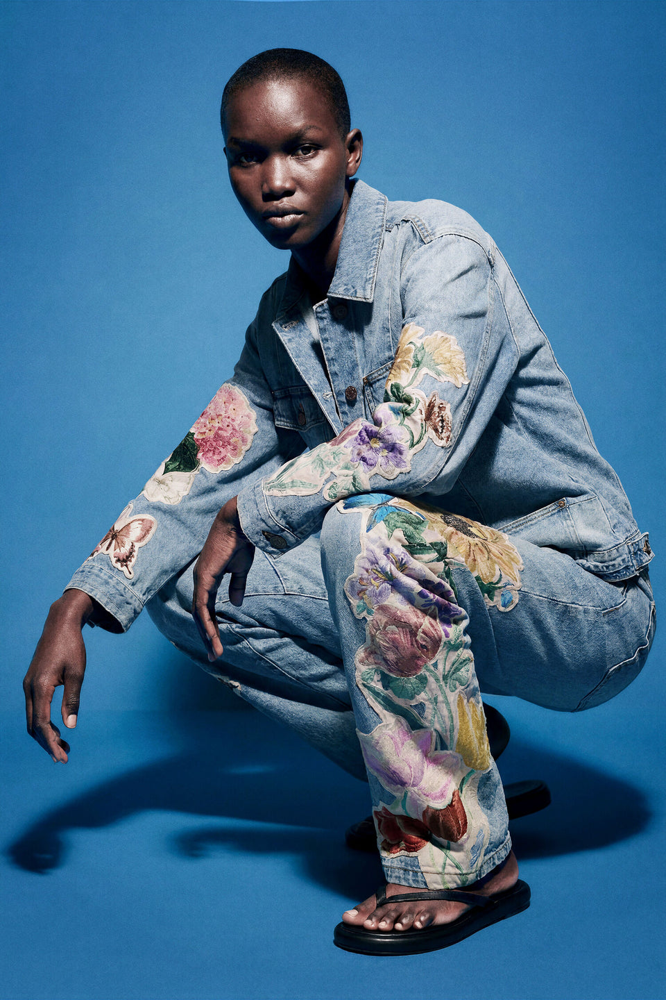 Embroidered Denim Jacket - Denim