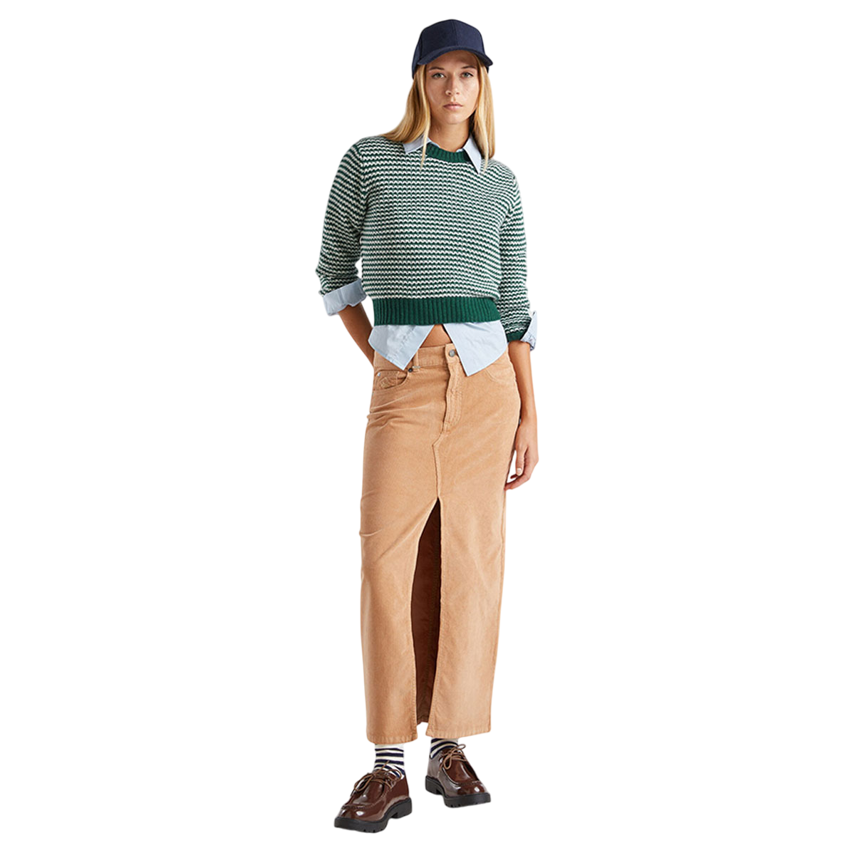 Benetton Long Corduroy Skirt