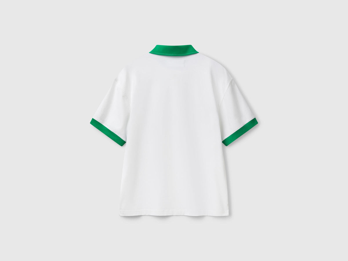 Benetton Blue And White Rugby Polo
