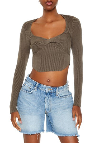 Forever 21 Twisted Sweater-Knit Crop Top