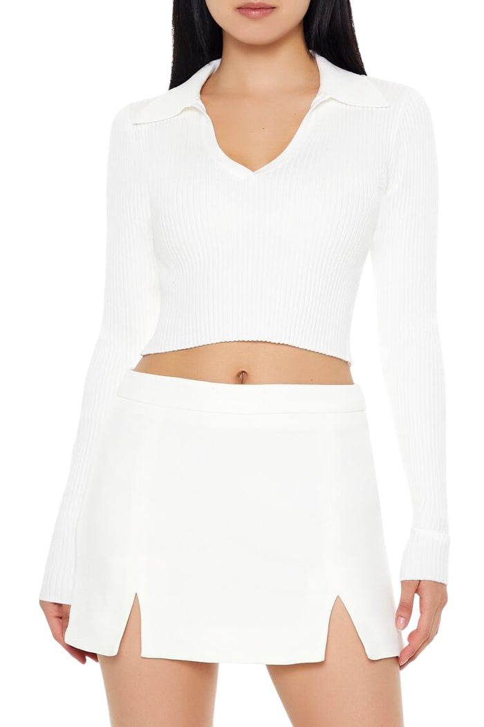 Forever 21 Ribbed Sweater-Knit Crop Top