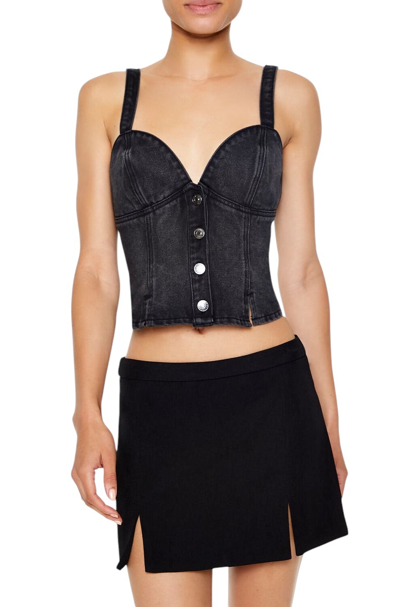Forever 21 Denim Sweetheart Crop Top