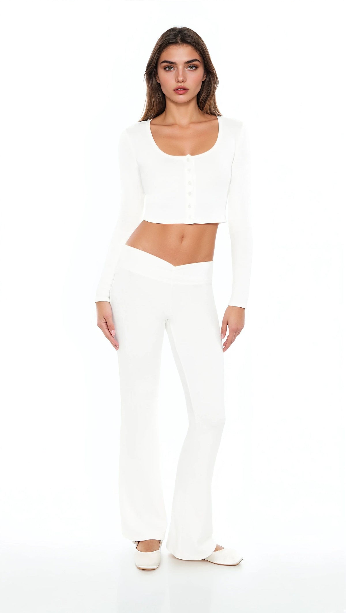 Forever 21 Mid-Rise V-Cut Flare Pants