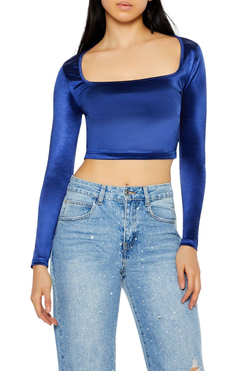 Forever 21 Satin Square-Cut Crop Top