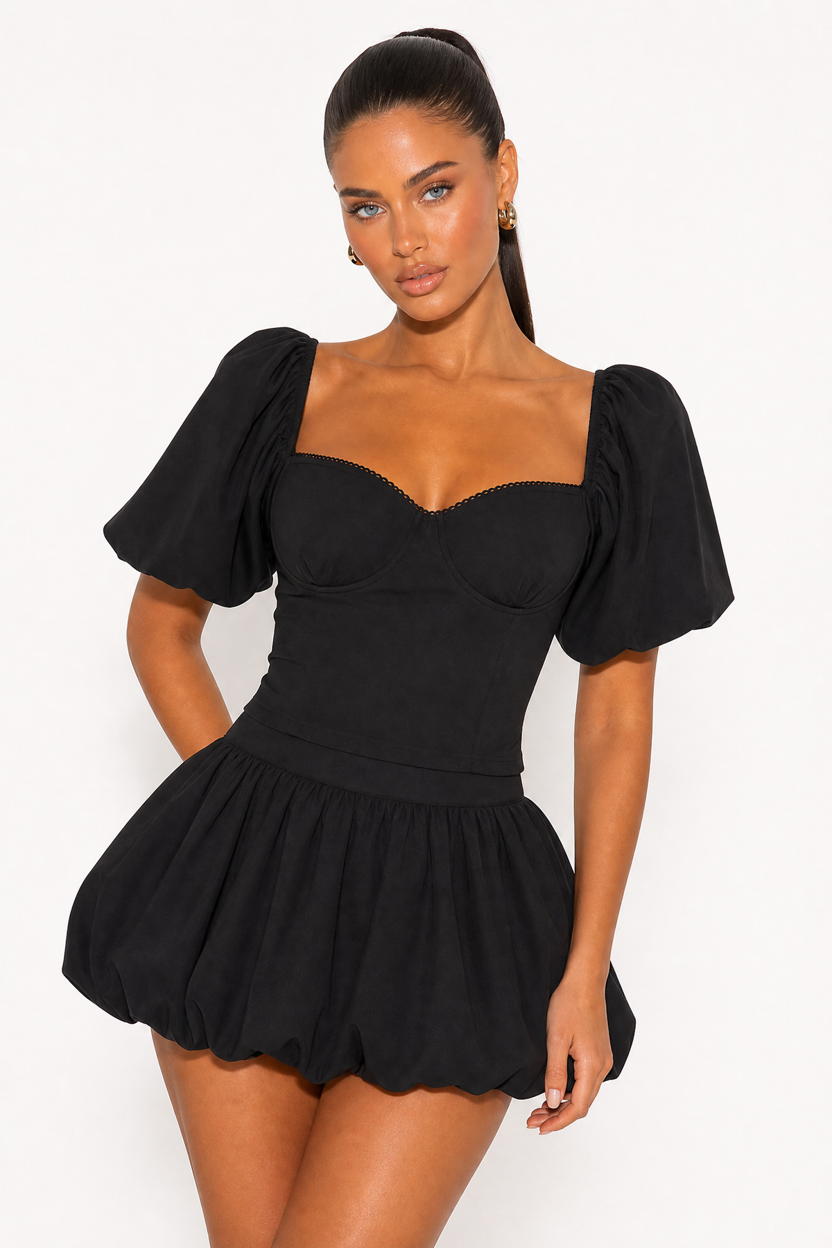 Forever 21 Jersey Knit Puff-Sleeve Top