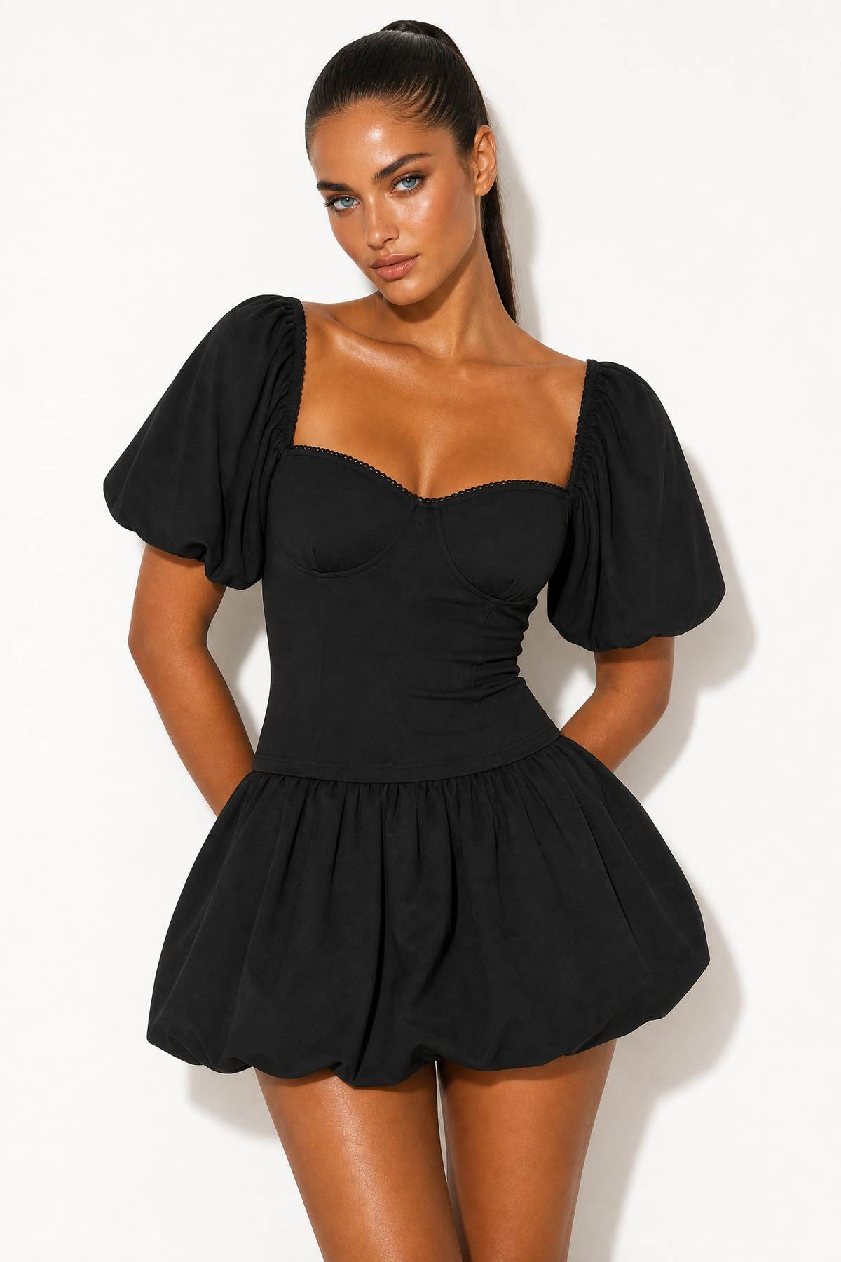 Forever 21 Jersey Knit Puff-Sleeve Top