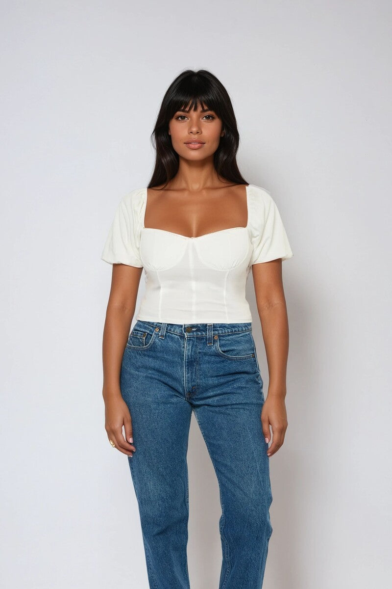Forever 21 Jersey Knit Puff-Sleeve Top
