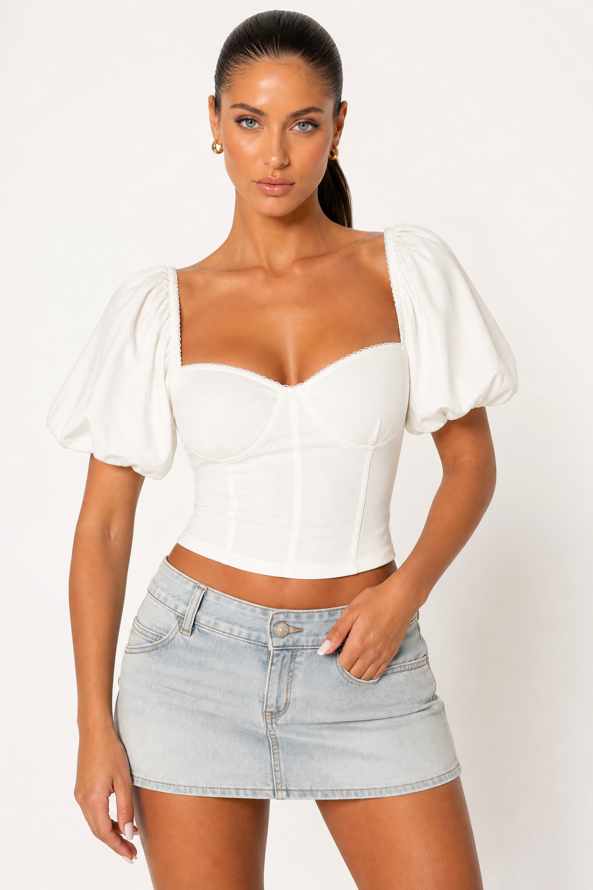 Forever 21 Jersey Knit Puff-Sleeve Top