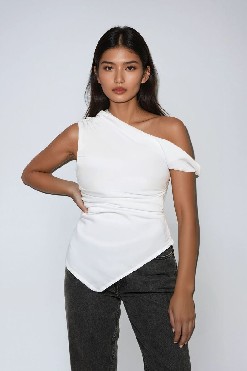 Forever 21 Asymmetrical One-Shoulder Ruched Top