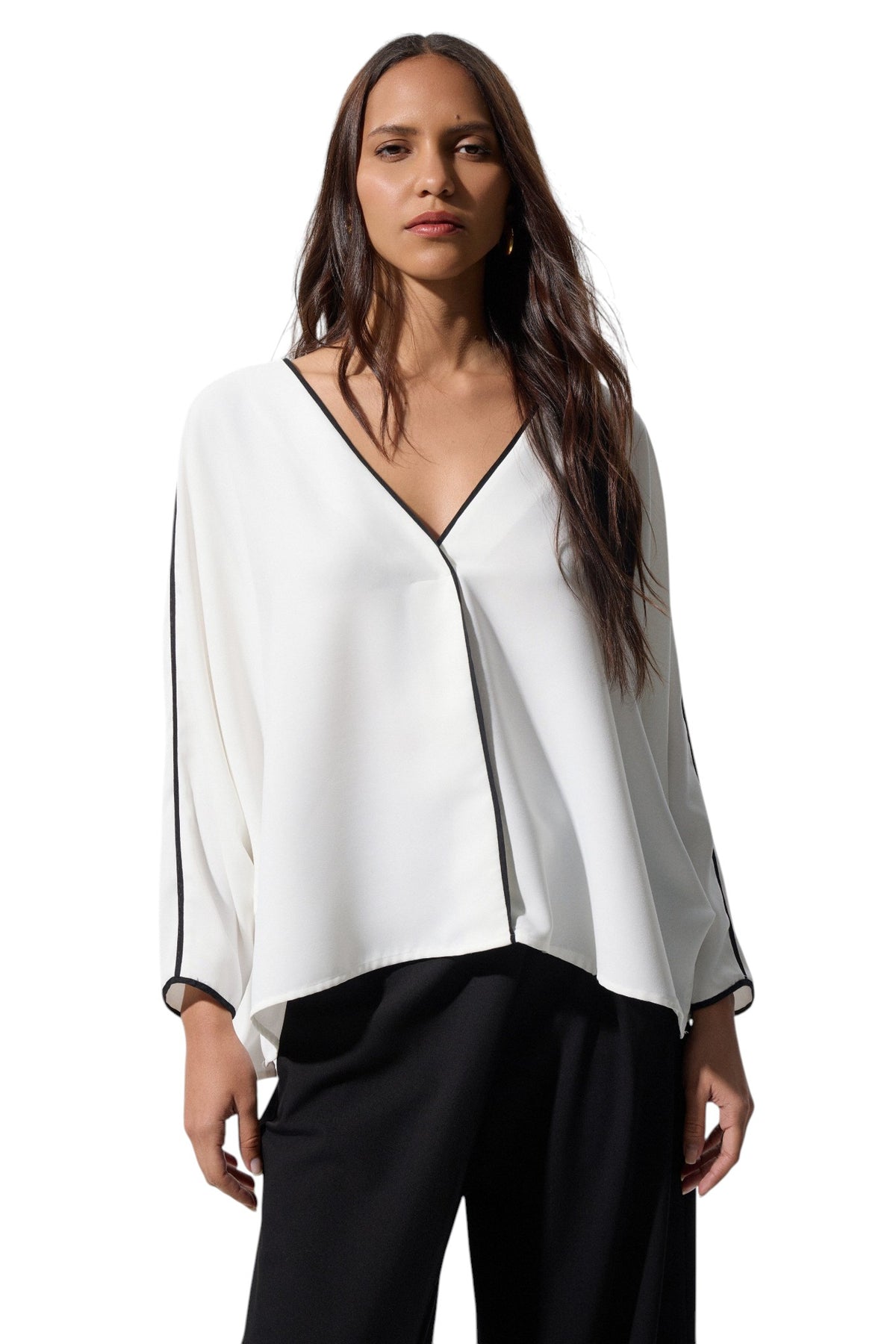 BSB Long-sleeved two-tone blouse