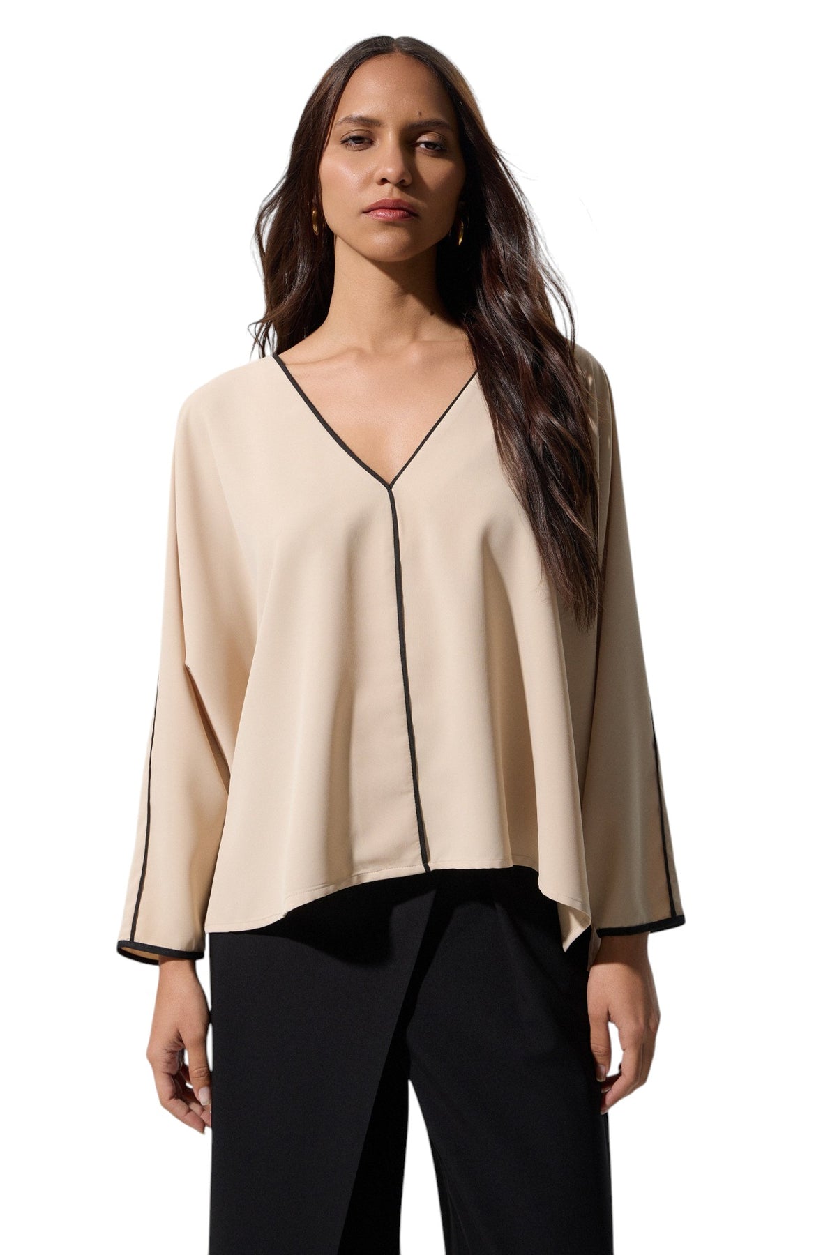 BSB Long-sleeved two-tone blouse