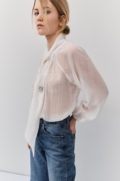 BSB Tie-front blouse with rhinestones