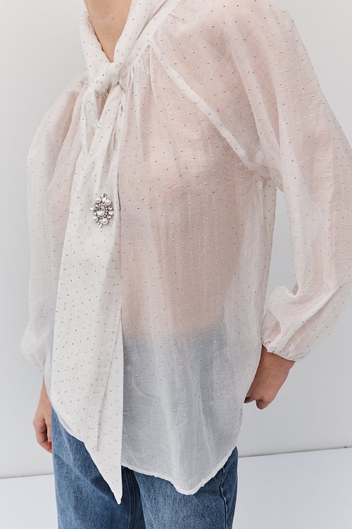 BSB Tie-front blouse with rhinestones