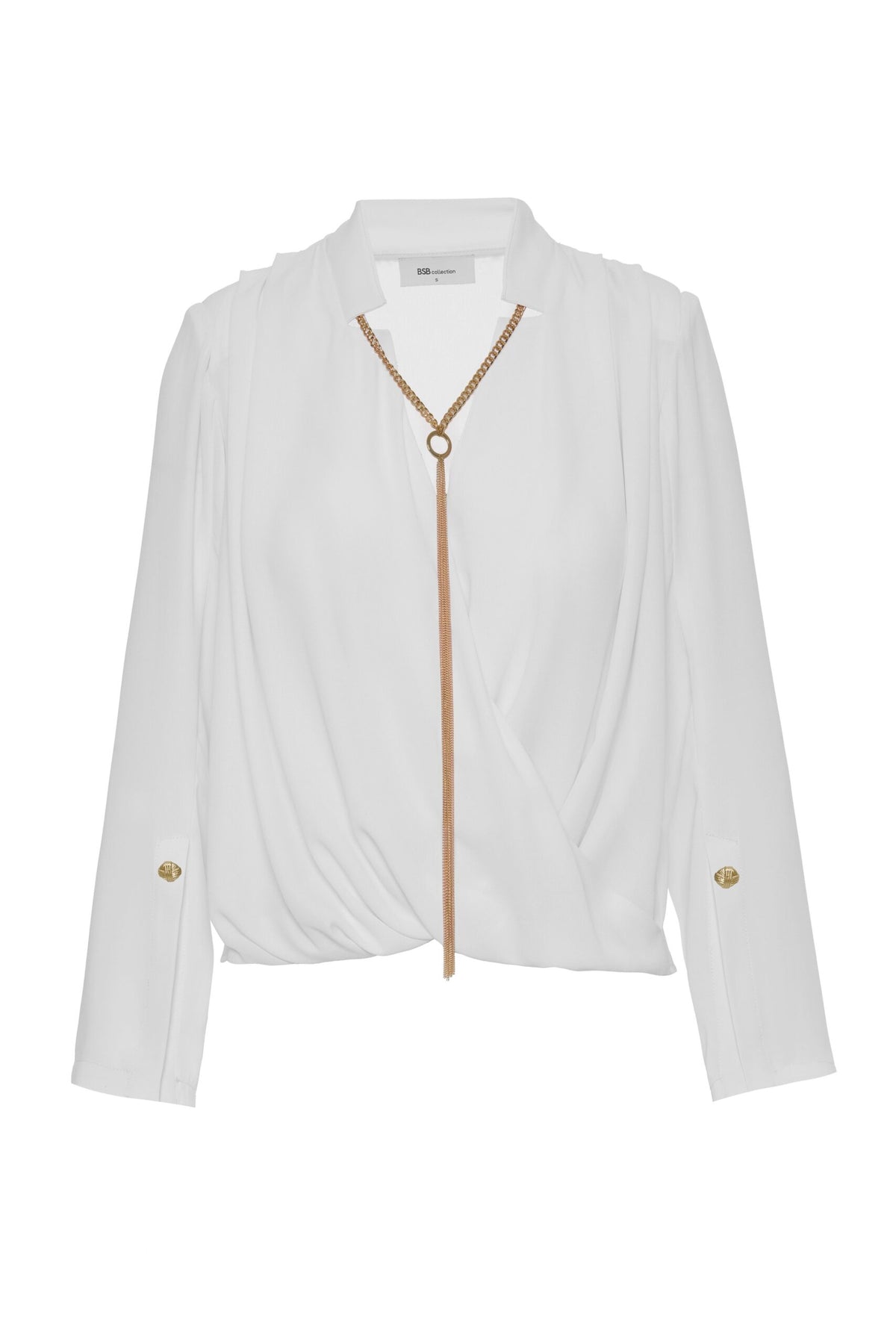 BSB Long sleeves wrap blouse with chain