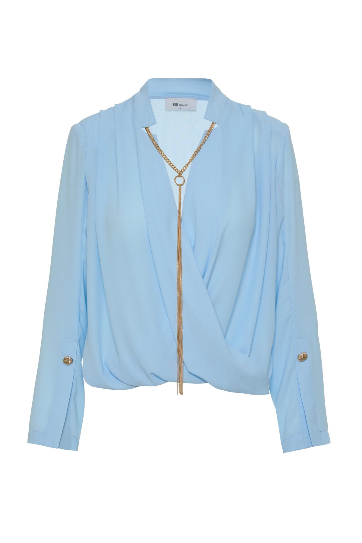 BSB Long sleeves wrap blouse with chain