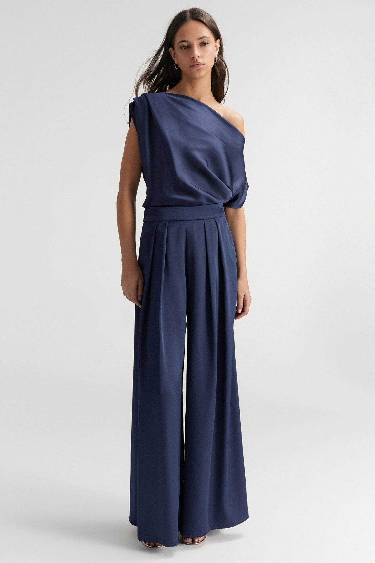 BSB Satin blouse with one shoulder