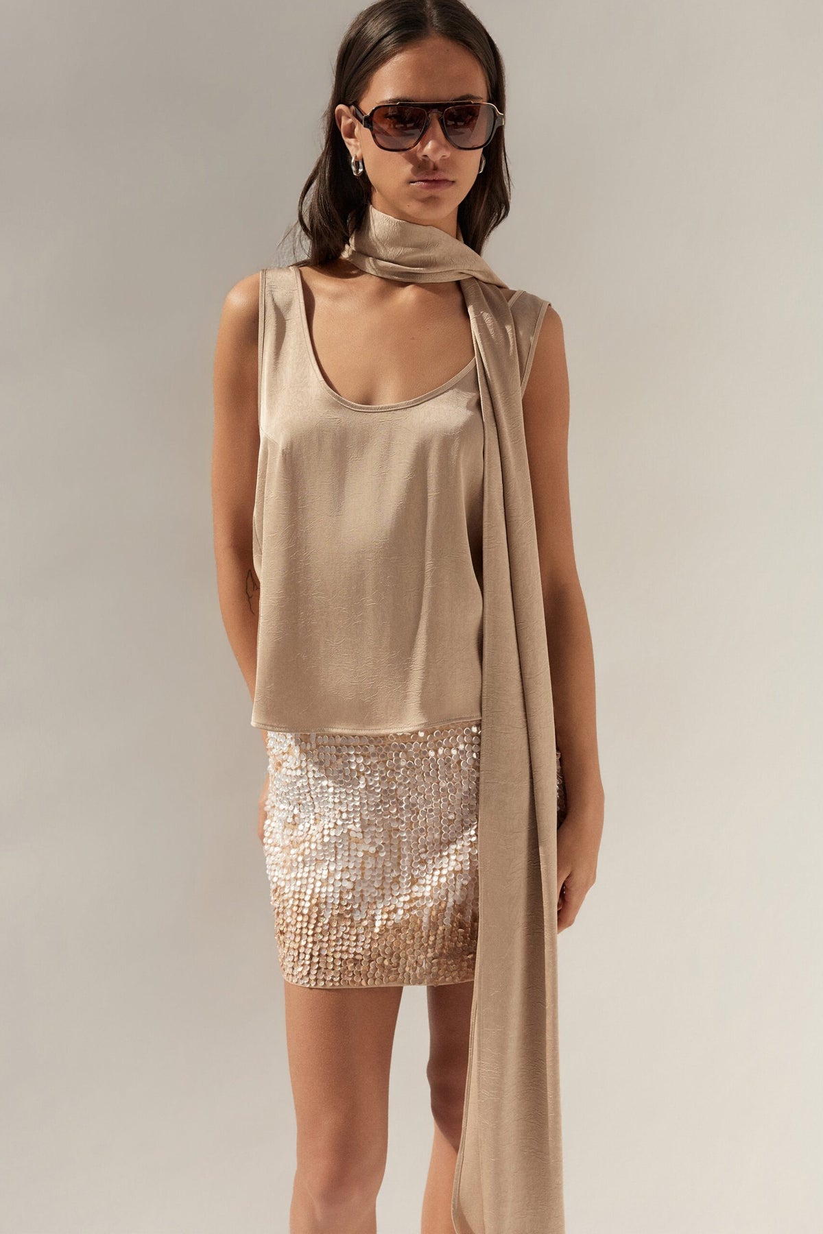 BSB Satin blouse with scarf