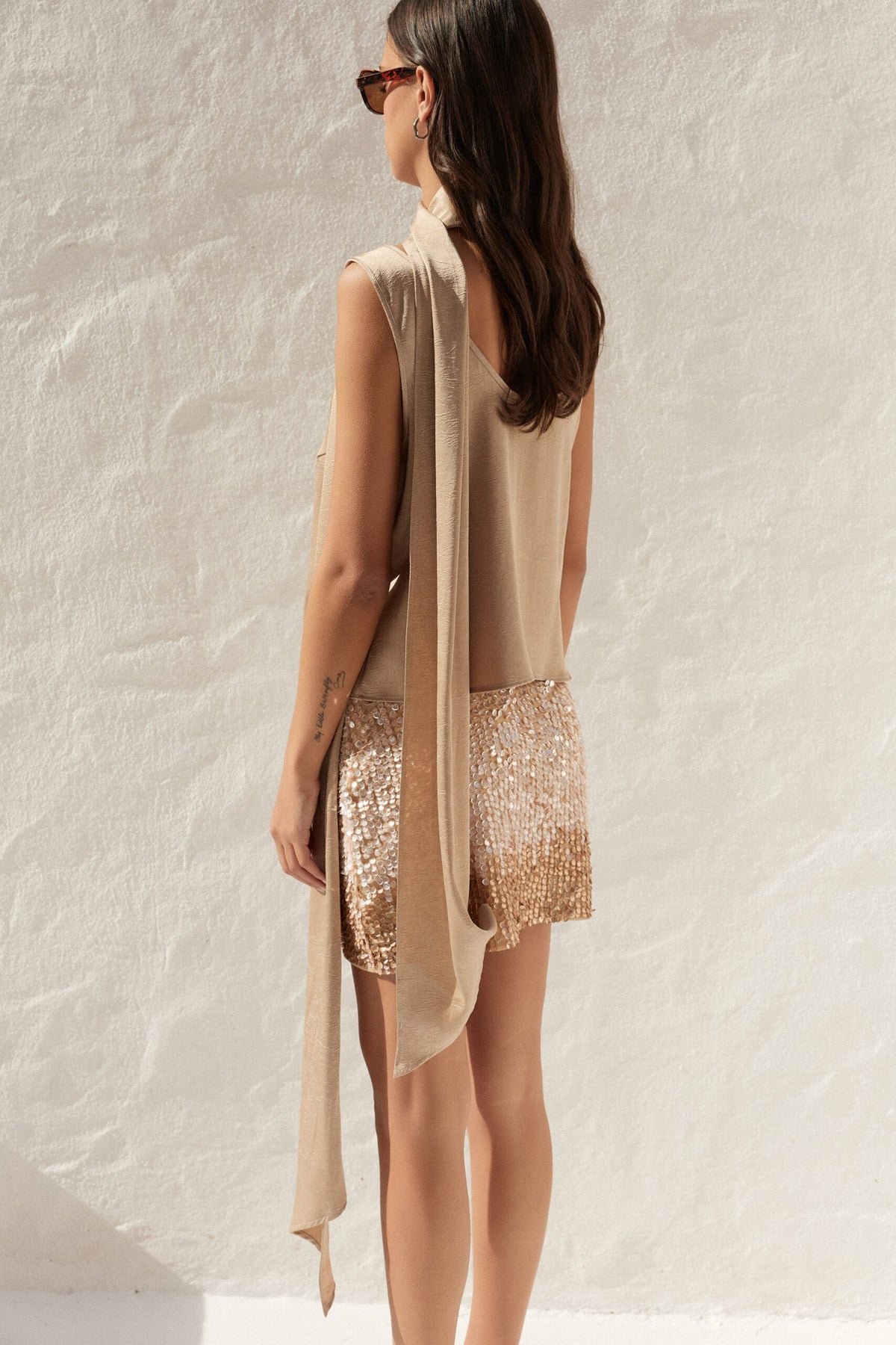 BSB Satin blouse with scarf