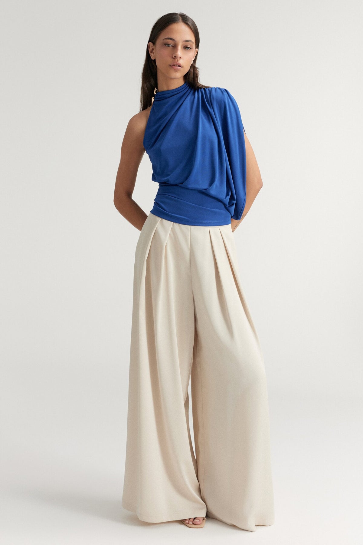 BSB Draped blouse with one shoulder