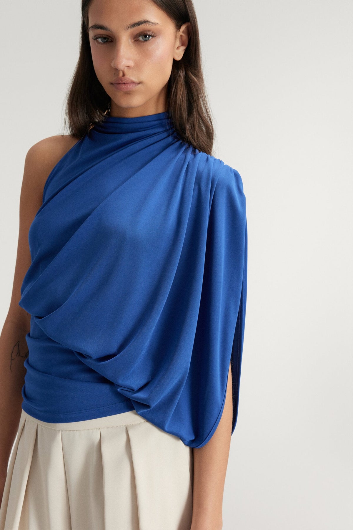 BSB Draped blouse with one shoulder