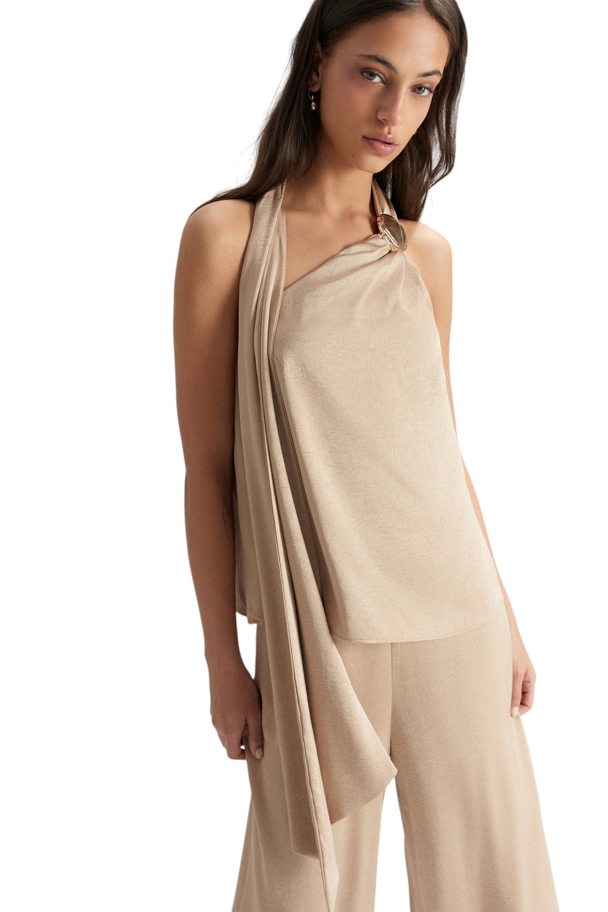 BSB Satin blouse with one shoulder