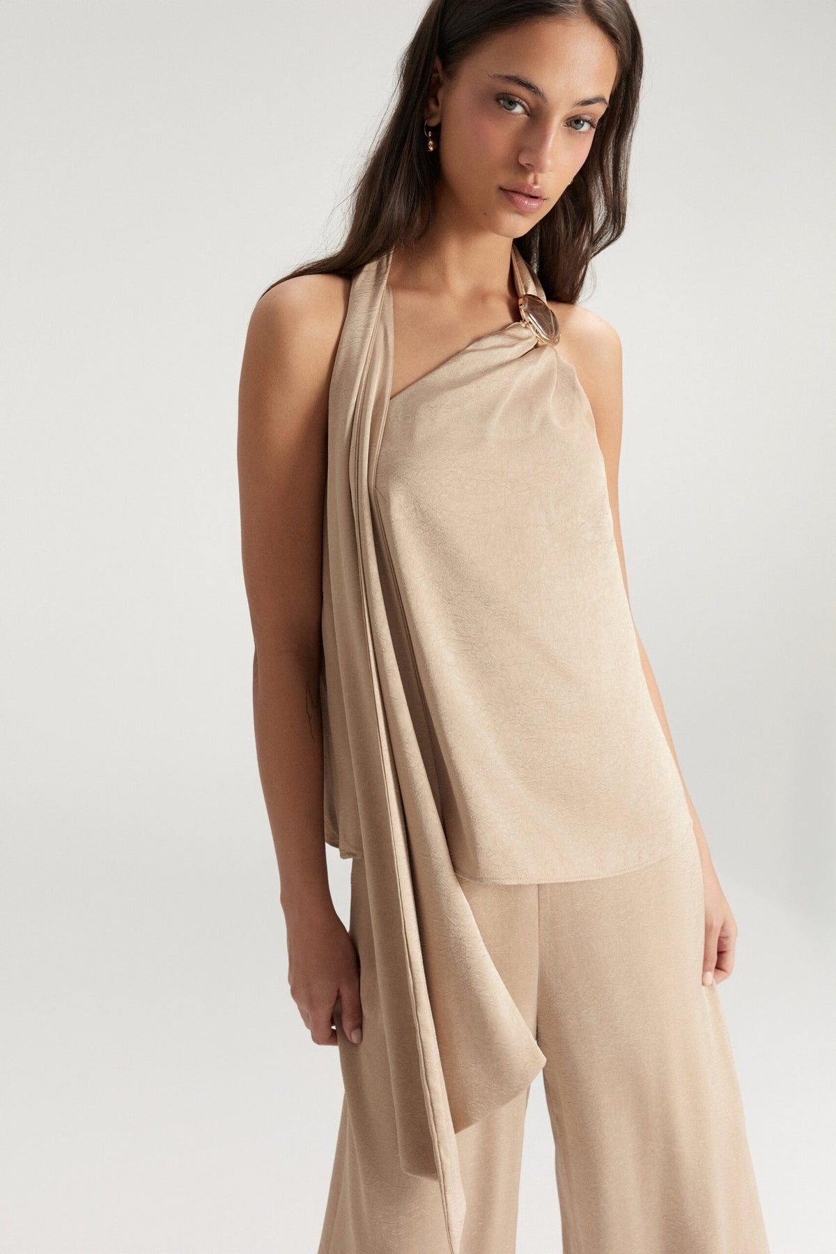 BSB Satin blouse with one shoulder