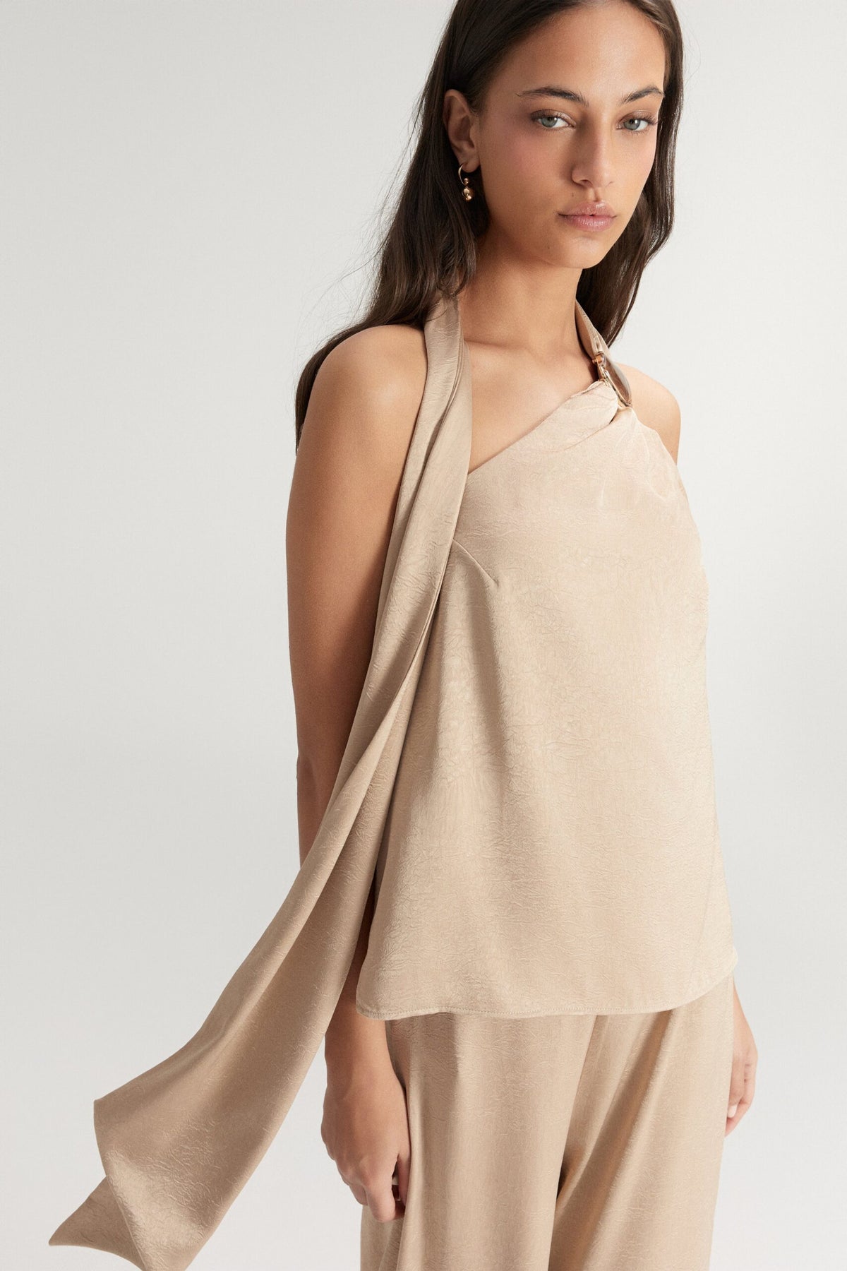 BSB Satin blouse with one shoulder