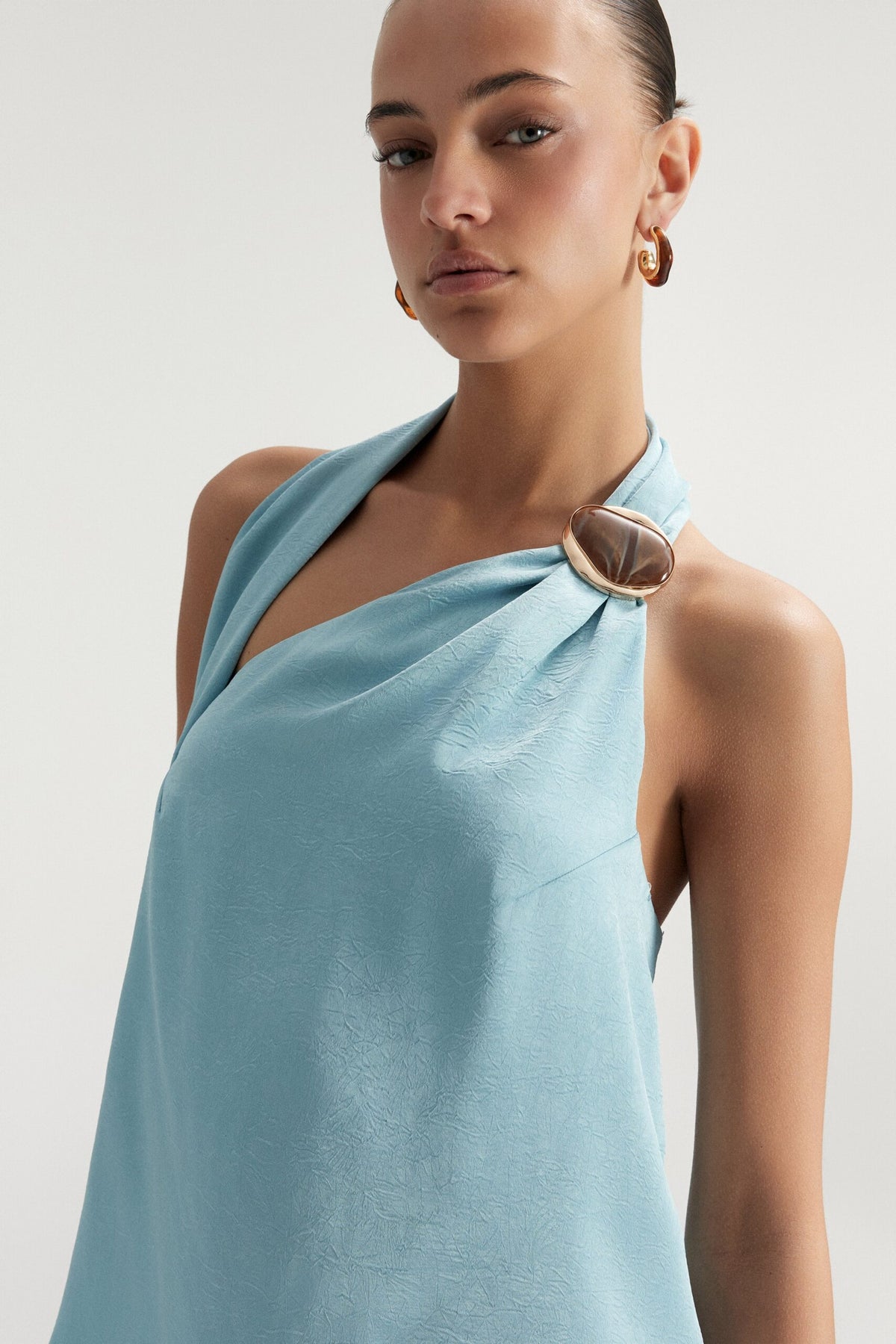 BSB Satin blouse with one shoulder