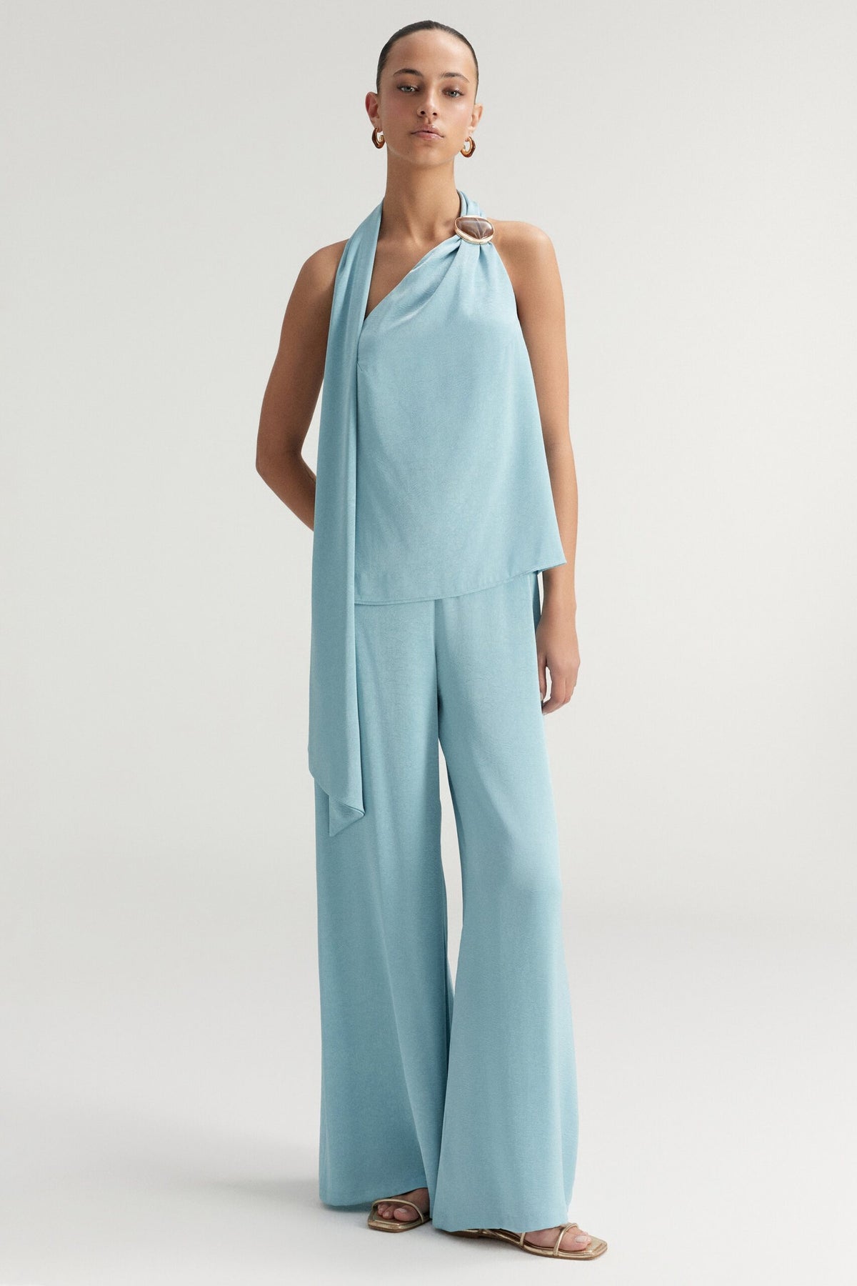 BSB Satin blouse with one shoulder