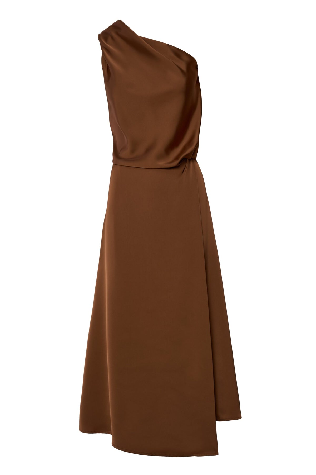 BSB Midi satin asymmetric dress with one shoulder