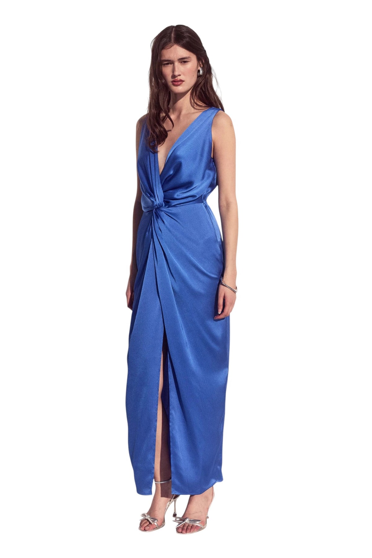 BSB Midi wrap dress with a satin finish