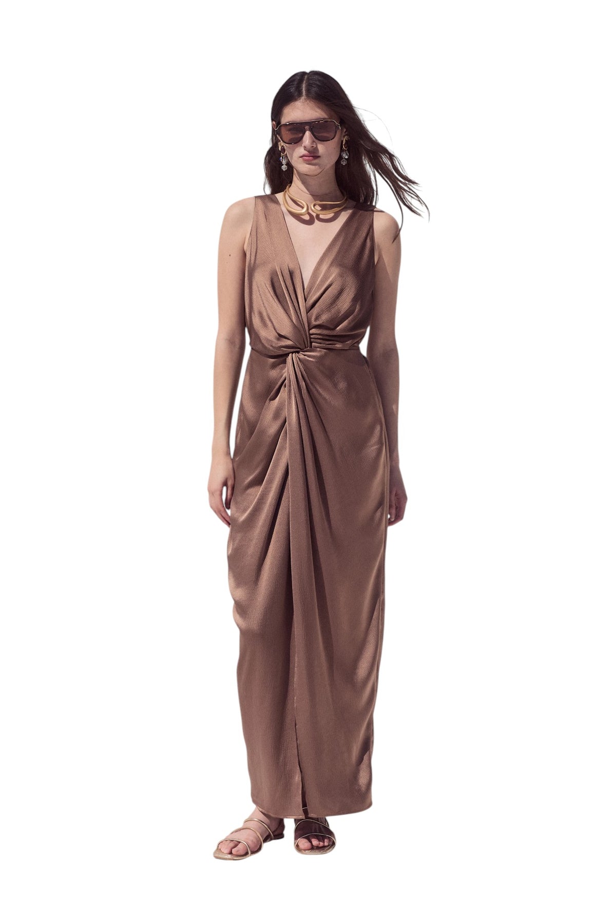 BSB Midi wrap dress with a satin finish