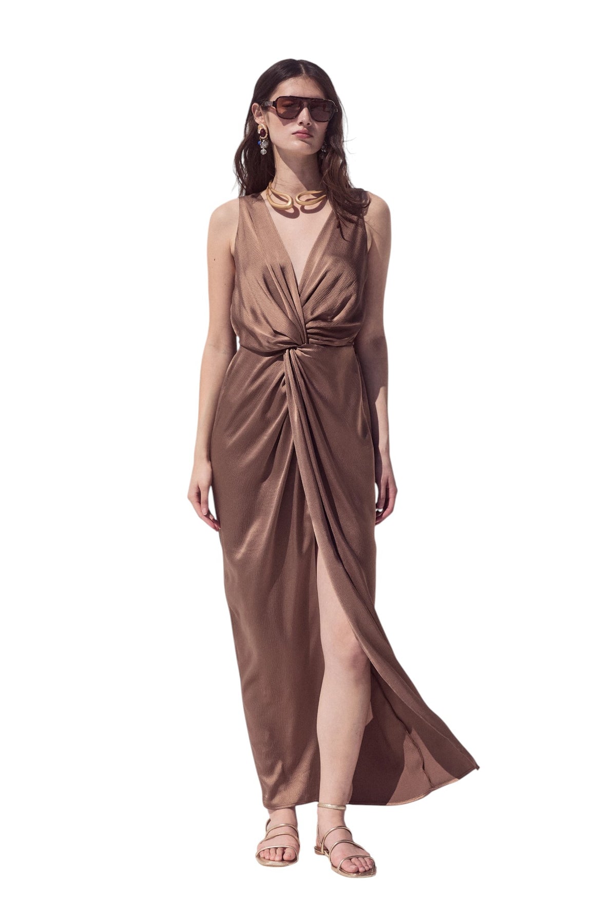 BSB Midi wrap dress with a satin finish