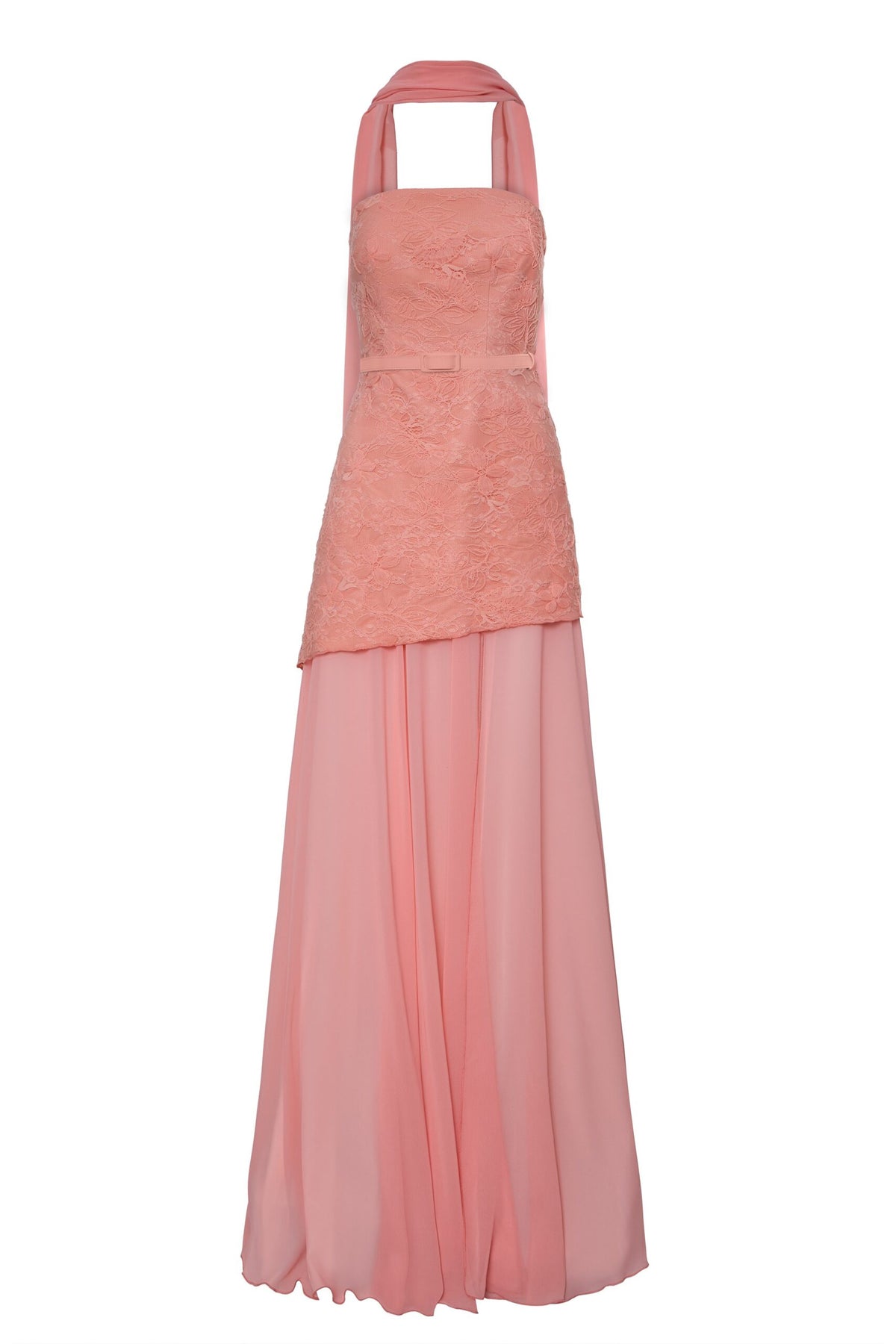 BSB Maxi strapless dress with sheer