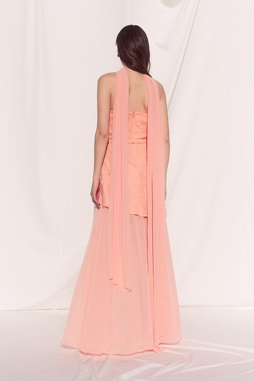 BSB Maxi strapless dress with sheer