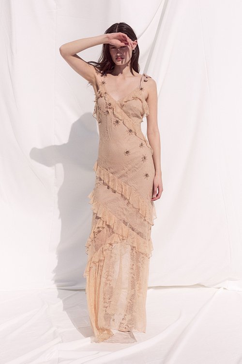 BSB Maxi dress with lace and ruffles