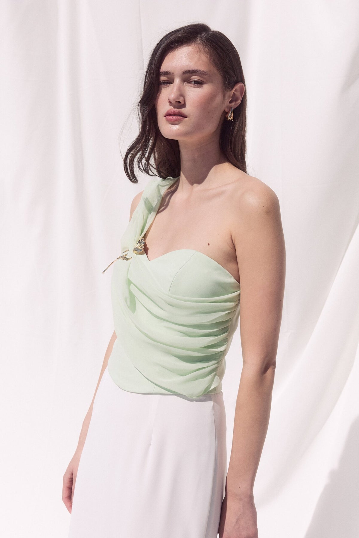 BSB Asymmetric one-shoulder top with draped detailing