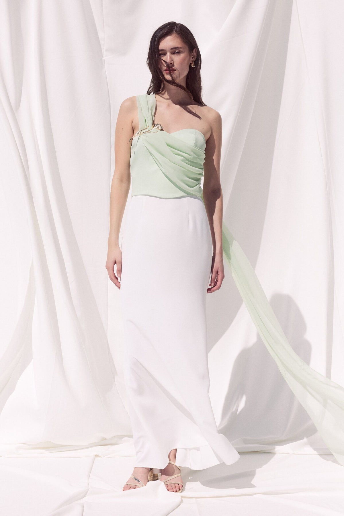 BSB Asymmetric one-shoulder top with draped detailing