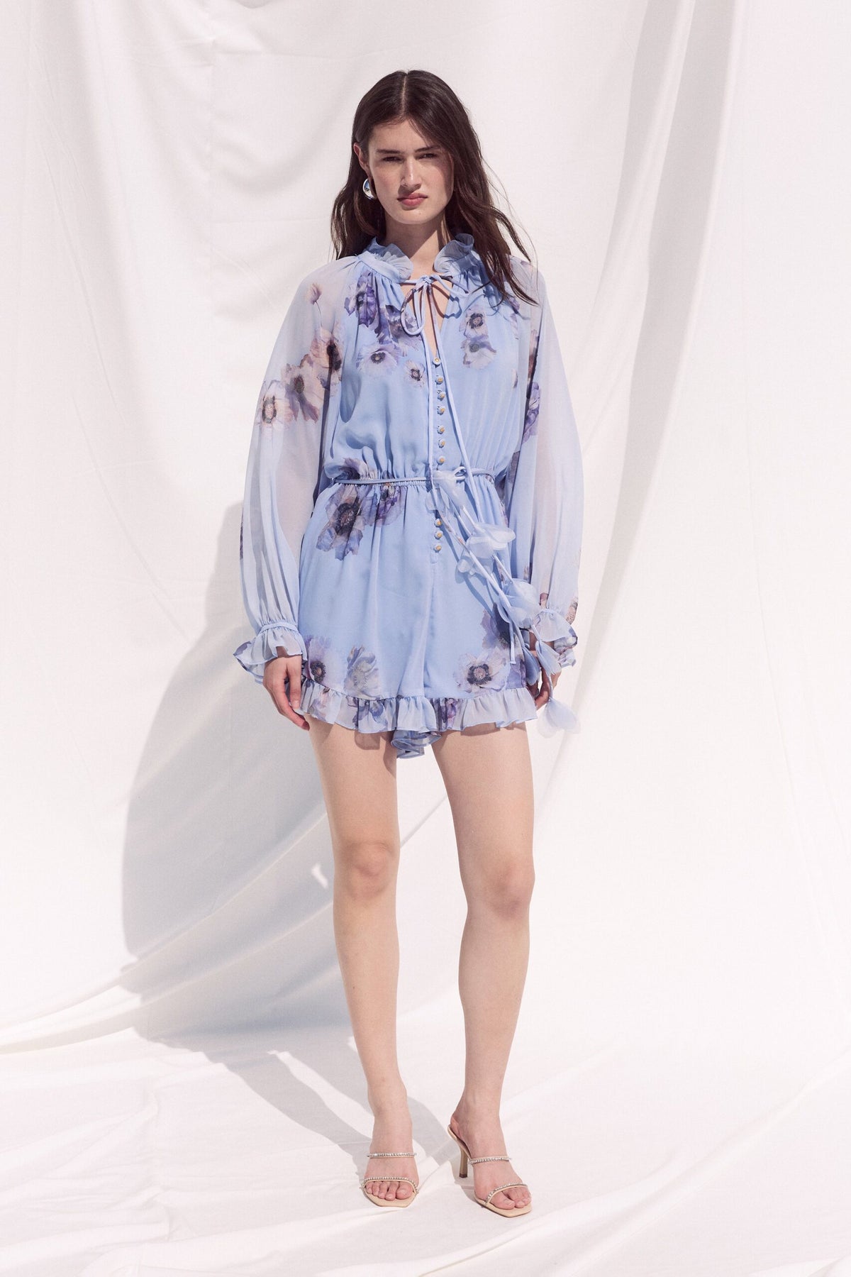BSB Floral long-sleeve playsuit with ruffles