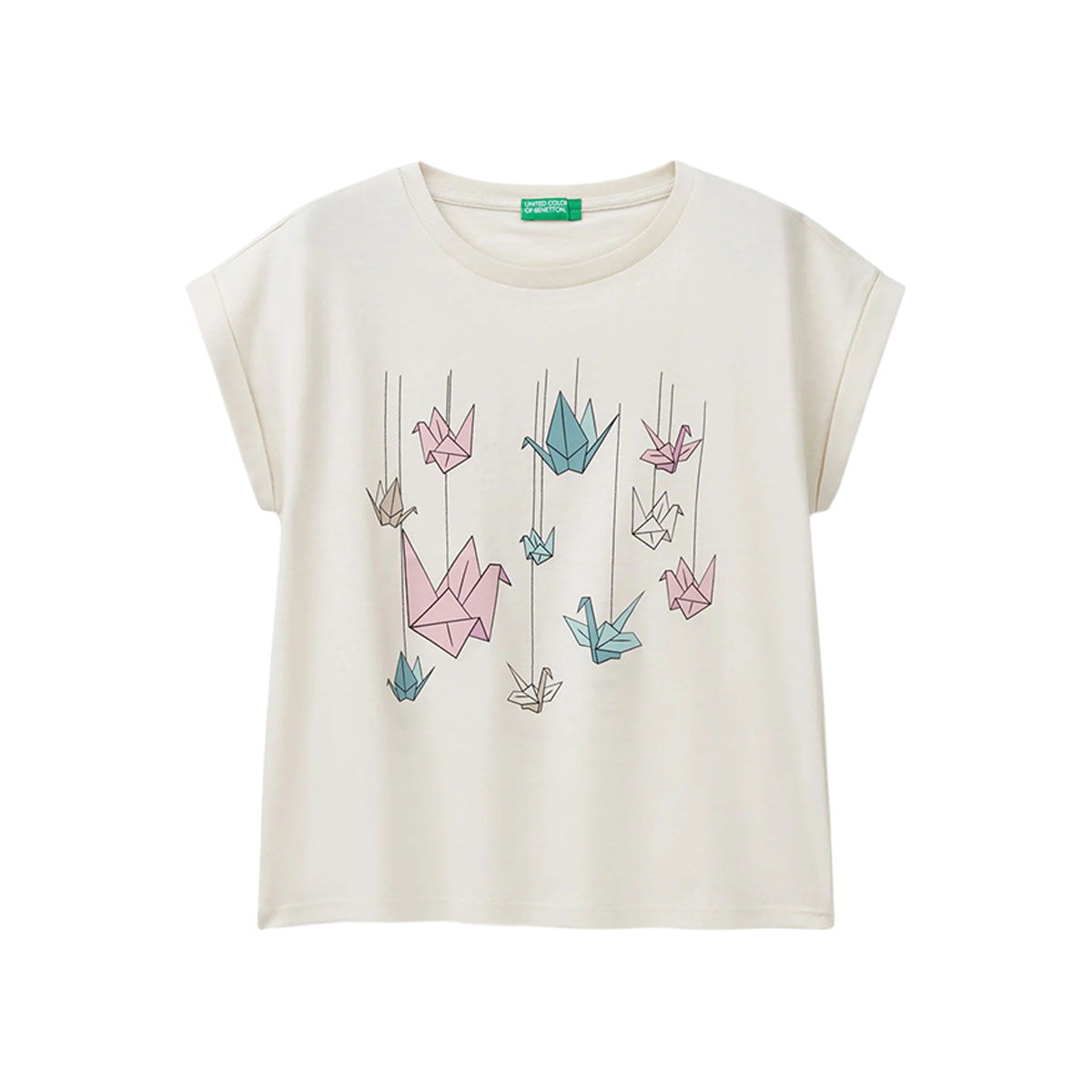 Benetton Boxy Fit Glitter Print TShirt