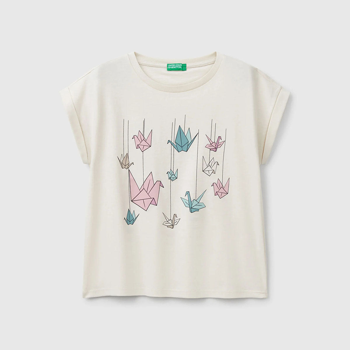 Benetton Boxy Fit Glitter Print TShirt