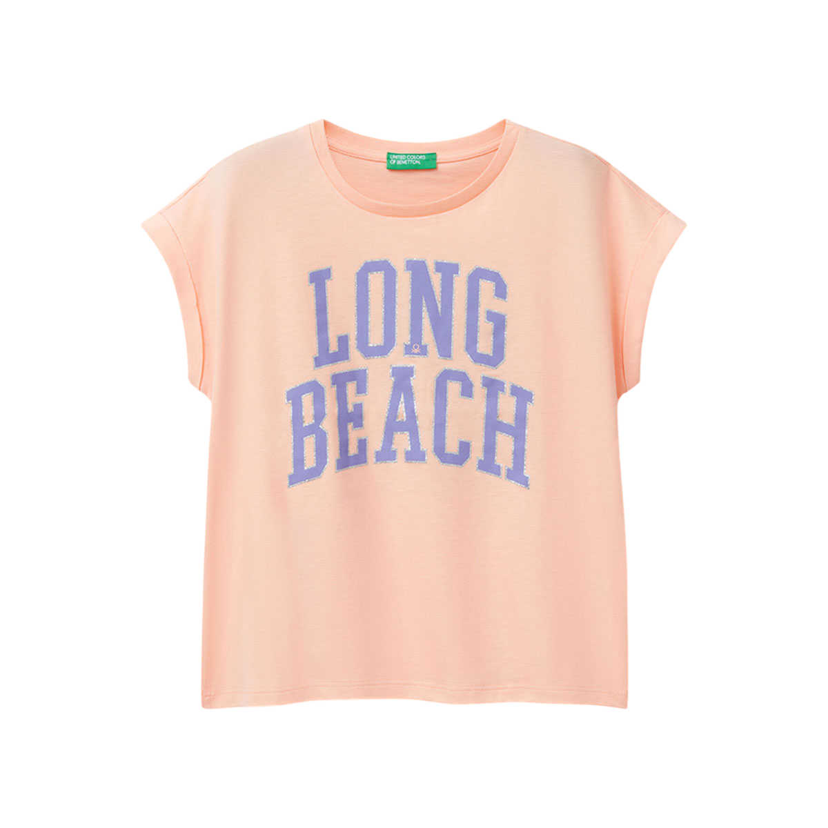 Benetton Boxy Fit Glitter Print TShirt