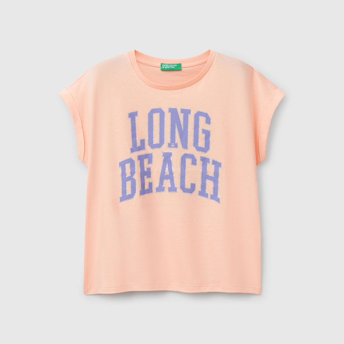 Benetton Boxy Fit Glitter Print TShirt