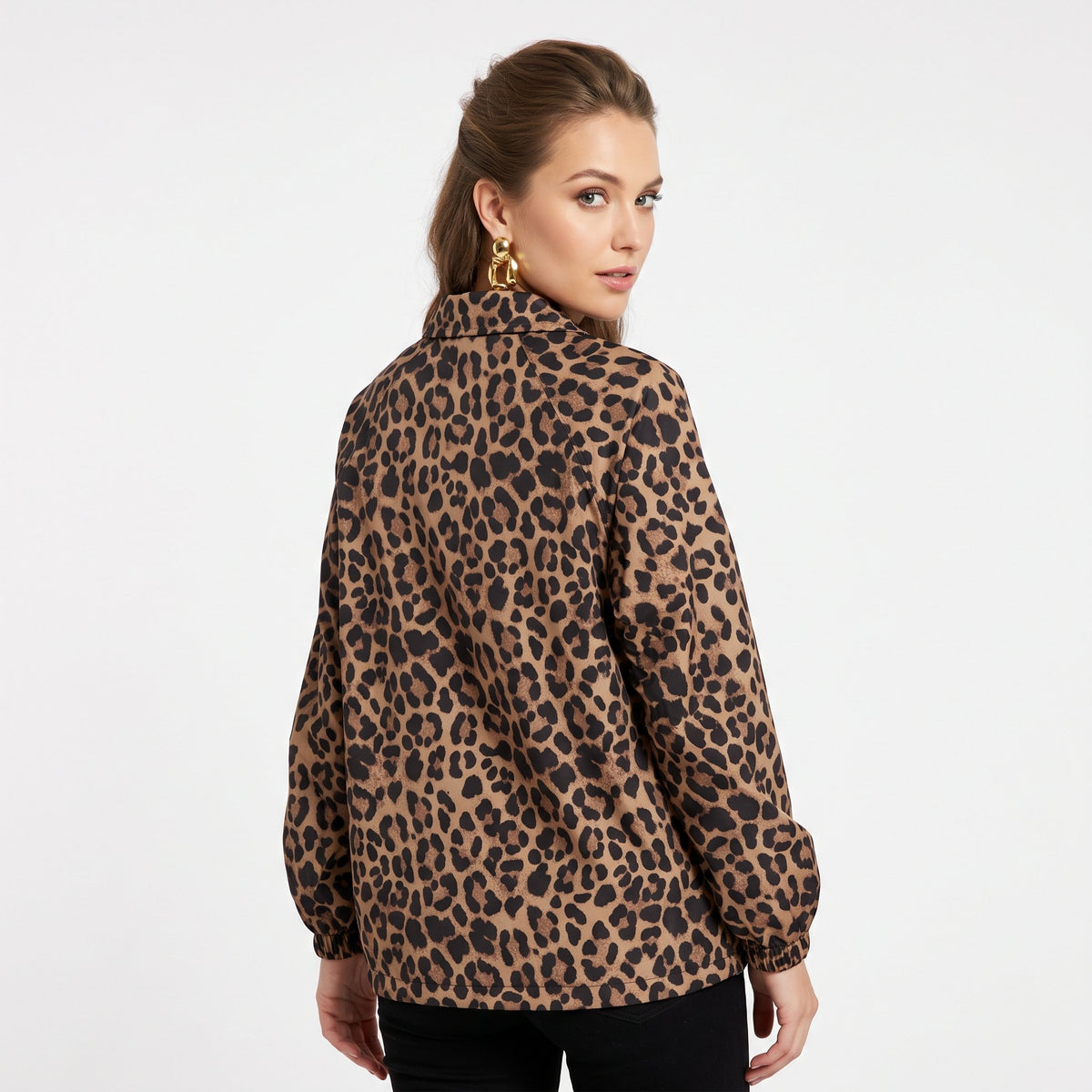 Bomber Jacket Casual Everyday Outerwear - Leopard Print