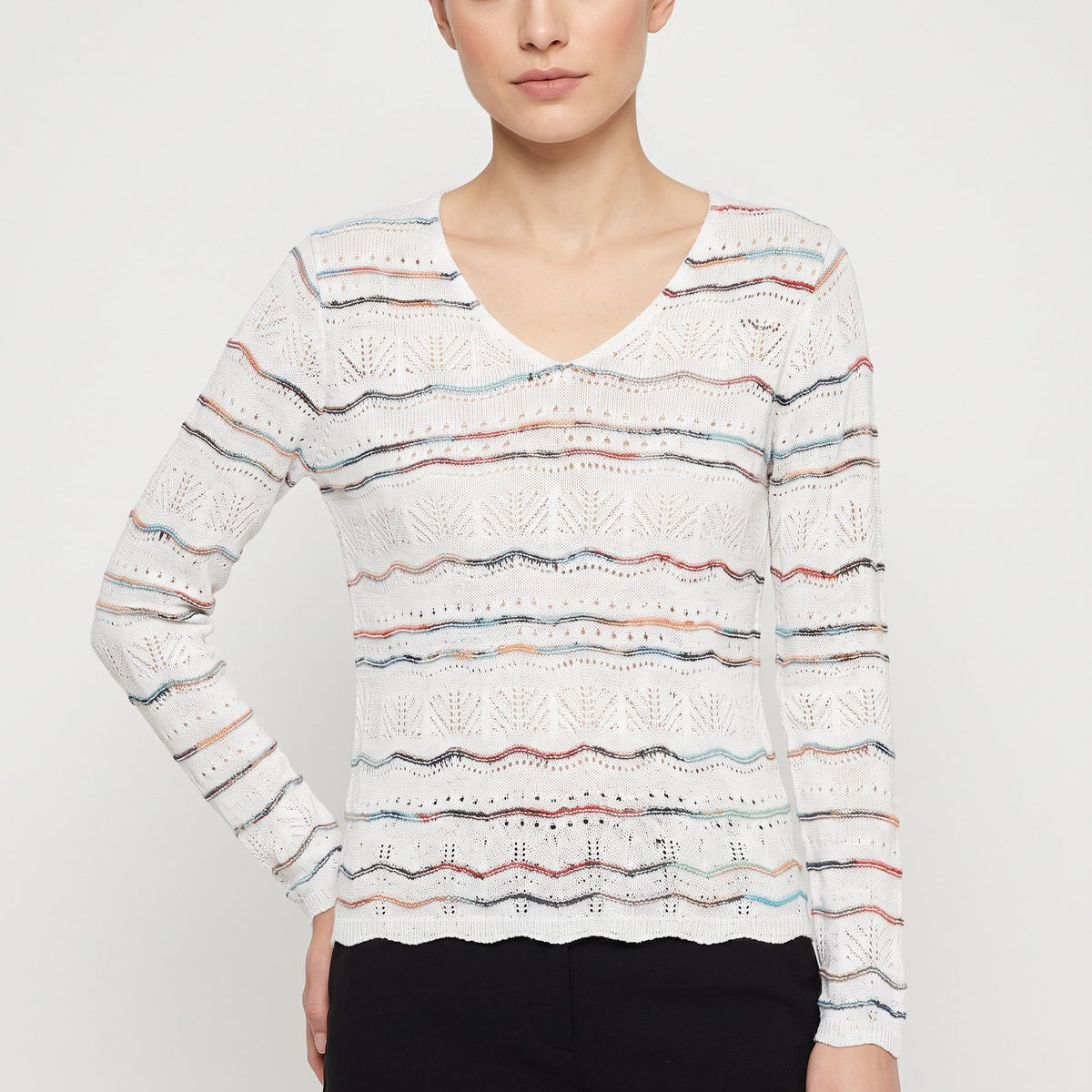 Sweater Cozy Knit Top For Layering - Multicolor