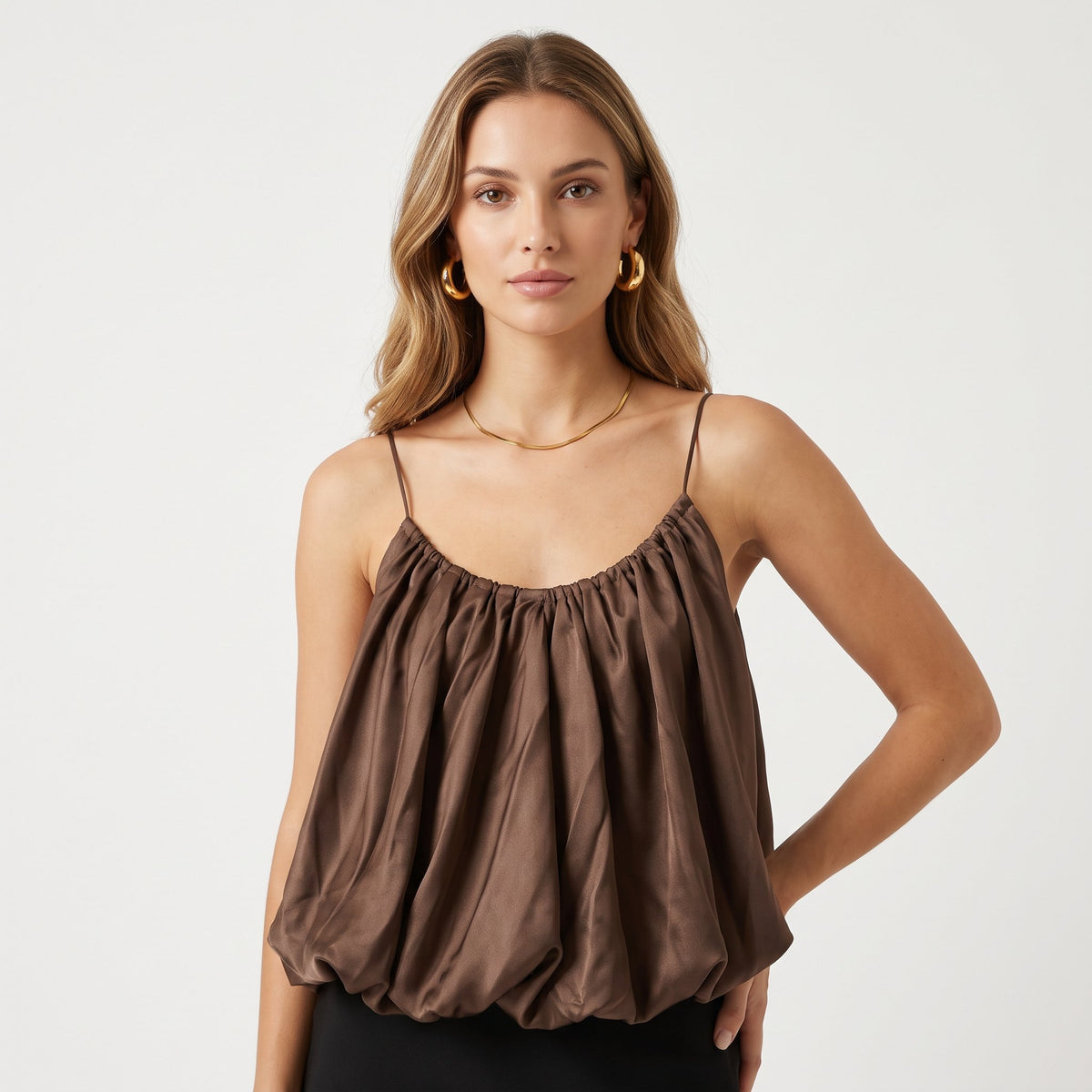 Tank Top Casual Sleeveless Top - Brown