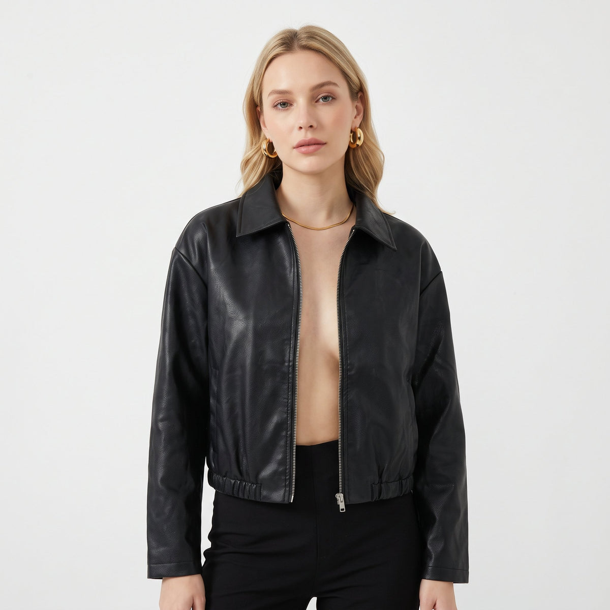 Bomber Jacket Casual Everyday Outerwear - Black